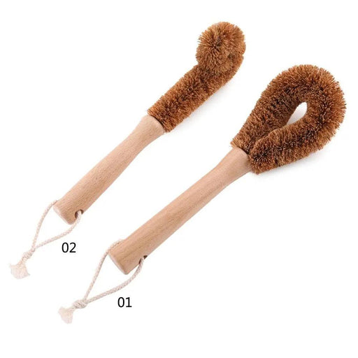 Eco-Friendly Wooden Pot Scrubber with Long Handle - Sustainable Kitchen Cleaner