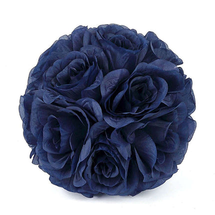 AliKopy 2 Pack 7" Navy Blue Artificial Silk Rose Kissing Balls - Elega
