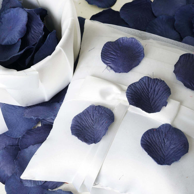 AliKopy 500-Pack Navy Blue Silk Rose Petals - Round Design, Table Deco