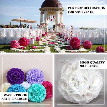 AliKopy 2 Pack 7" Navy Blue Artificial Silk Rose Kissing Balls - Elega