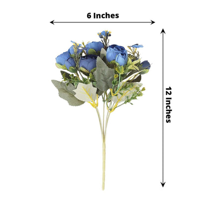 AliKopy 4 Pack 12" Navy Blue Silk Ranunculus Bridal Bouquets, Realisti