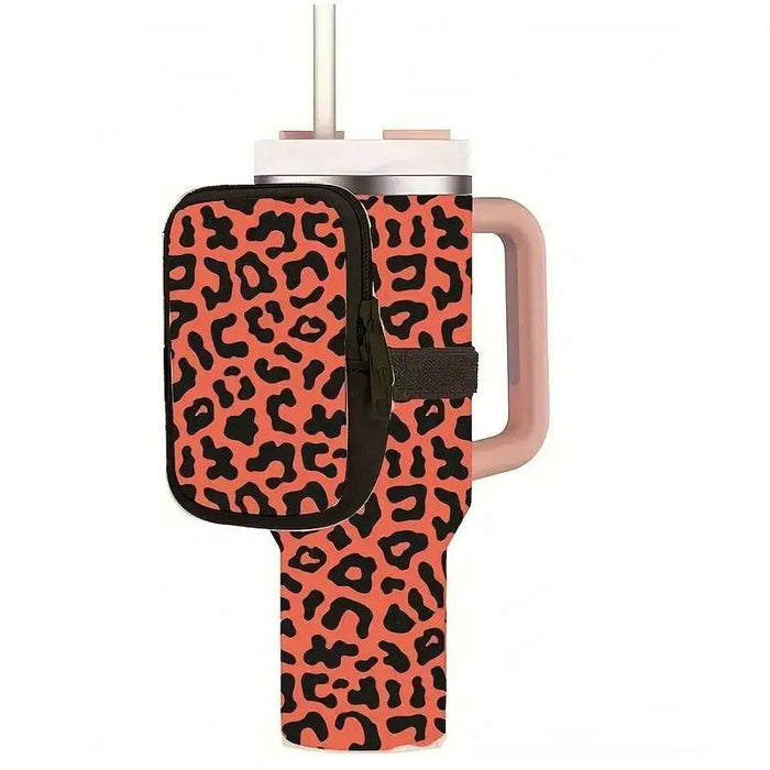 Adventure Neoprene Bottle Sleeve with Multi-Storage Options for Stanley Tumblers - Compatible with 40oz, 20oz, 30oz Mugs