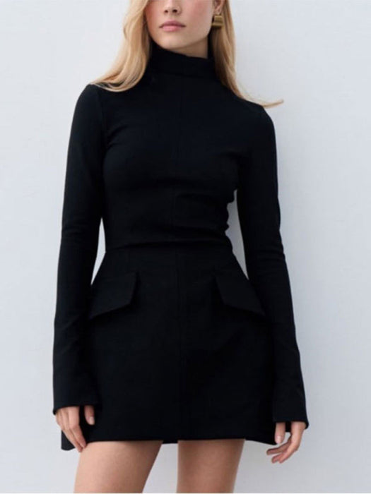 Elegant Split Sleeve Turtleneck Bodycon Dress for Effortless Style