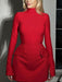 Sophisticated Split Sleeve Turtleneck Bodycon Dress with Knit Fabric