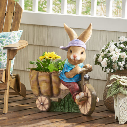 Room and Decor Mgo Rabbit Planter - Blue & Brown, Durable Magnesium Ox