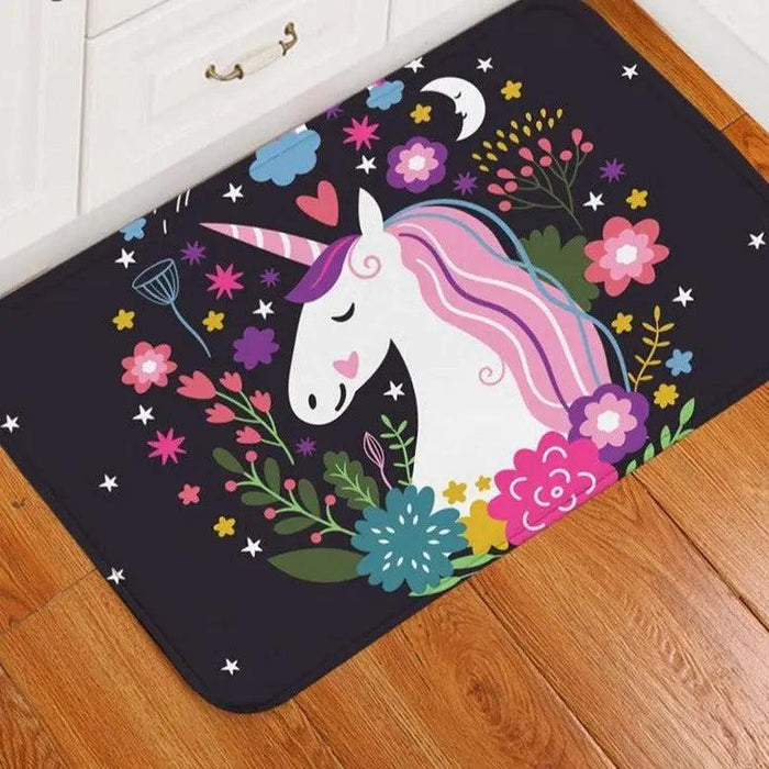 Unicorn Bathroom Mat with Anti-slip Feature - 100% Polyester, Rectangular - 50cmx80cm