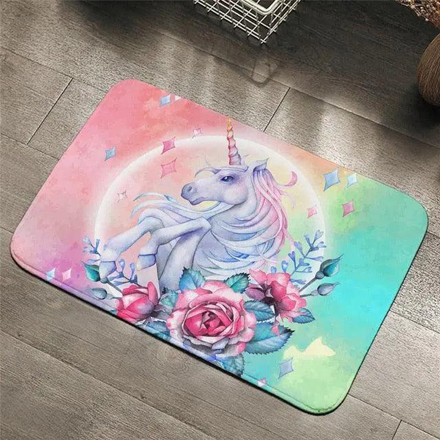 Unicorn Bathroom Mat with Anti-slip Feature - 100% Polyester, Rectangular - 50cmx80cm