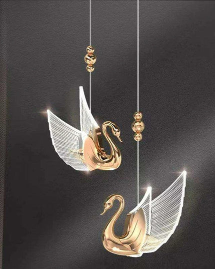 Nordic Luxury Swan Chandelier with Customizable LED Colors and Elegant Acrylic Wings