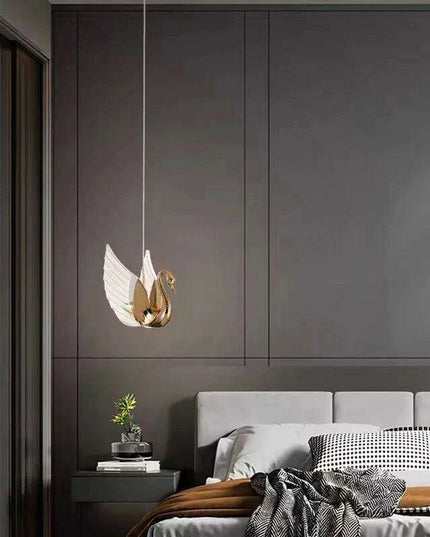 Nordic Luxury Swan Chandelier with Customizable LED Colors and Elegant Acrylic Wings