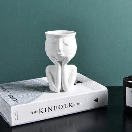 Abstract Nordic Head Ceramic Vase: Chic Minimalist Decor