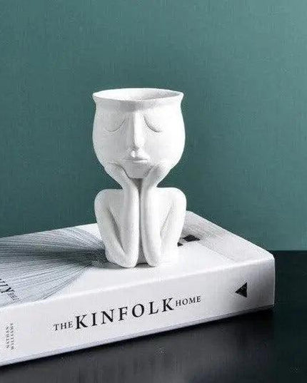 Abstract Nordic Head Ceramic Vase: Chic Minimalist Decor