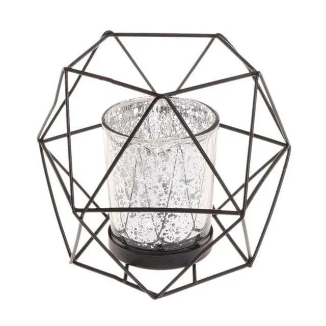 Nordic Style 3D Geometric Iron Deer Candle Holder with Cup