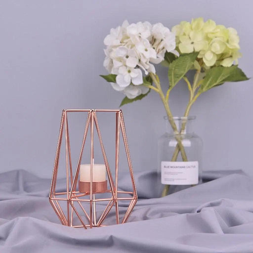 Nordic Style Geometric Candle Holders in Wrought Iron