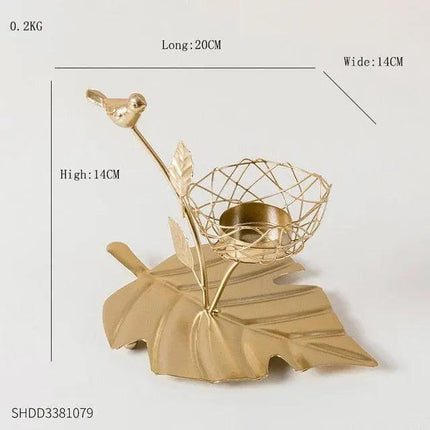 Nordic Elegance: Bird and Leaf Candle Holder Set - Chic Home Decor