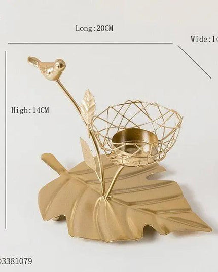 Nordic Elegance: Bird and Leaf Candle Holder Set - Chic Home Decor