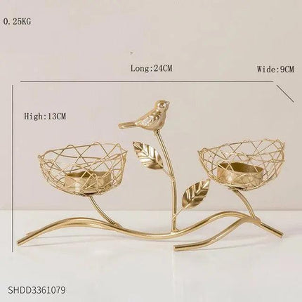 Nordic Elegance: Bird and Leaf Candle Holder Set - Chic Home Decor