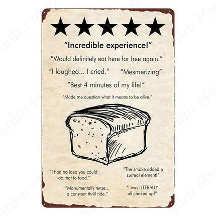 Nostalgic Retro Metal Sign for Kitchen - Pasta, Sandwich, and Fresh Bread Wall Art