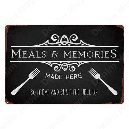 Nostalgic Retro Metal Sign for Kitchen - Pasta, Sandwich, and Fresh Bread Wall Art