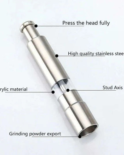 Stylish One-Handed Stainless Steel Spice Mill with Transparent Viewing Window - Essential Kitchen Grinder