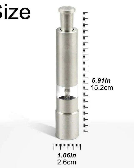 Stylish One-Handed Stainless Steel Spice Mill with Transparent Viewing Window - Essential Kitchen Grinder