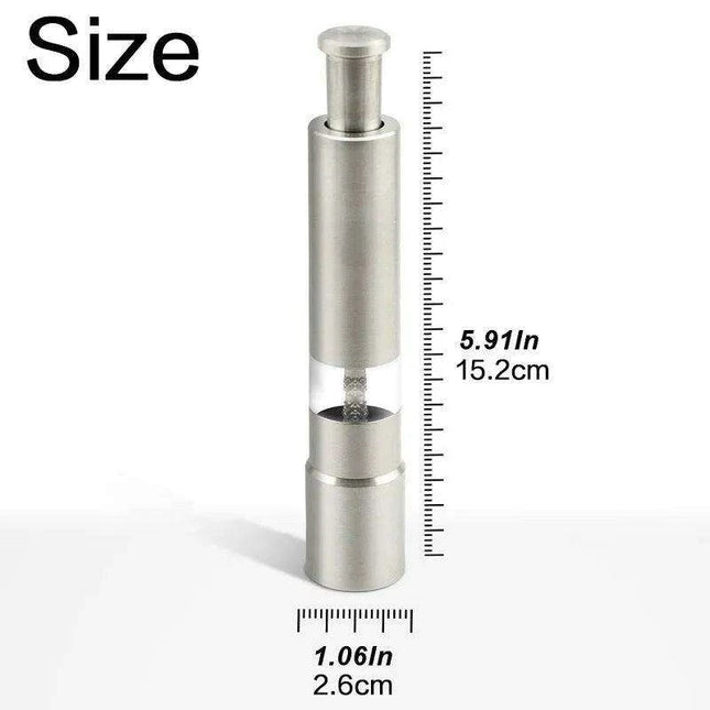 Stylish One-Handed Stainless Steel Spice Mill with Transparent Viewing Window - Essential Kitchen Grinder