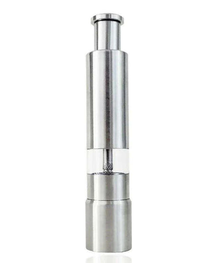 Stylish One-Handed Stainless Steel Spice Mill with Transparent Viewing Window - Essential Kitchen Grinder
