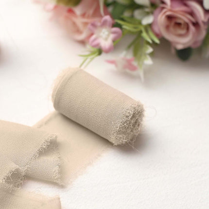 AliKopy 2 Pack 6 Yards Nude Silk-Like Chiffon Ribbon - Soft & Versatil