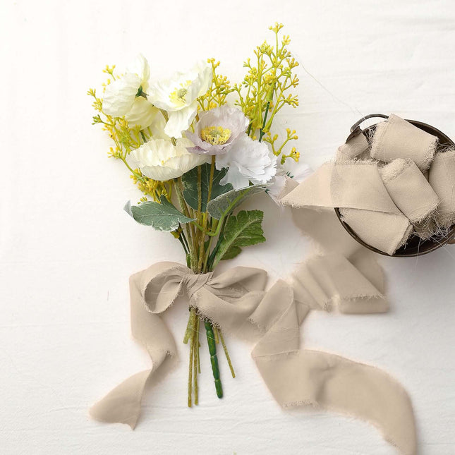 AliKopy 2 Pack 6 Yards Nude Silk-Like Chiffon Ribbon - Soft & Versatil