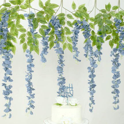 AliKopy 5 Pack 44" Dusty Blue Silk Wisteria Flower Garlands - Full Str