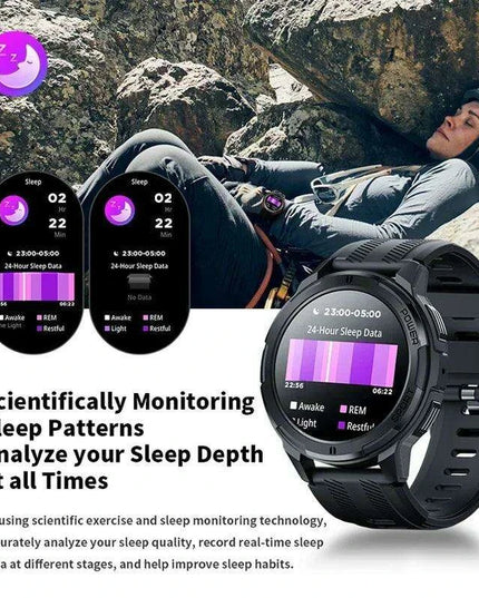 Men's Military-Grade Tactical Smartwatch - 1.43" AMOLED Touchscreen, Waterproof Design, Bluetooth Calling, 100+ Fitness Modes, Extended Battery Life