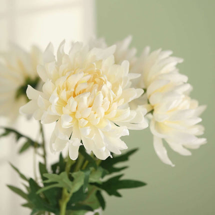 AliKopy 27" Ivory Artificial Silk Chrysanthemum Bouquet - Large Faux F