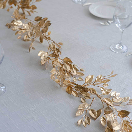 AliKopy 6ft Artificial Magnolia Leaf Garland - Metallic Gold, Decorati