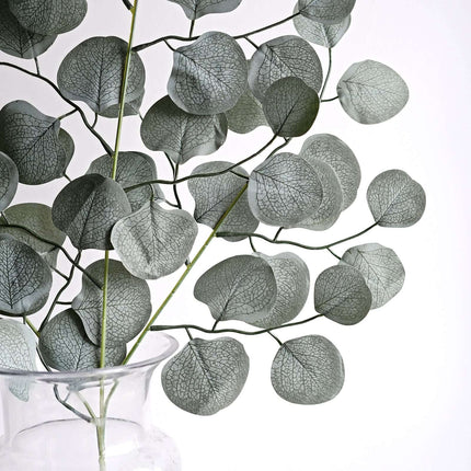 AliKopy 4 Pack 25" Frosted Green Eucalyptus Leaf Branches - Realistic