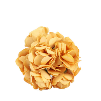 AliKopy 144 Gold Paper Mini Craft Roses - DIY, Wire Stems Included