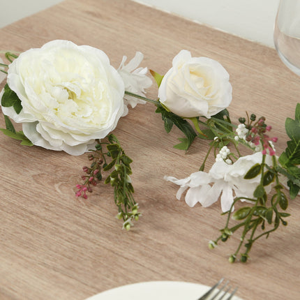 AliKopy 6ft White Silk Rose Peony Garland - Artificial Floral Vine