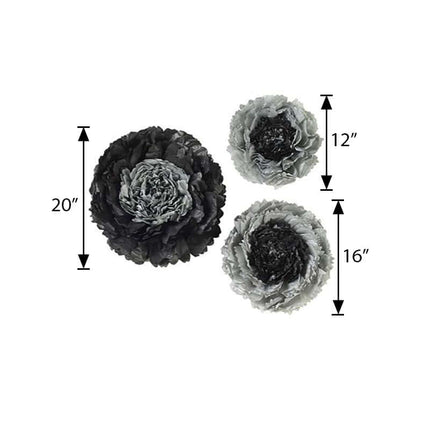 AliKopy Set of 6 Charcoal Gray 3D Paper Flowers Wall Decor - Giant Siz