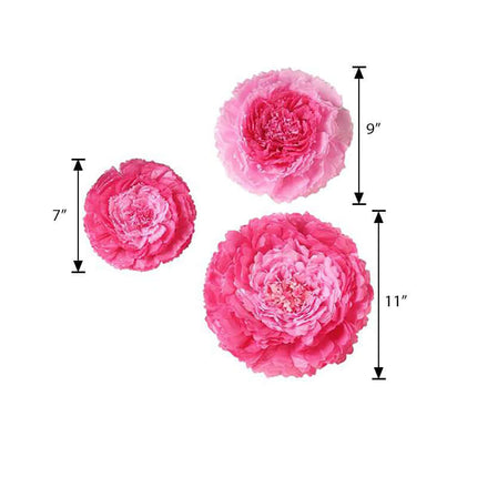 AliKopy Set of 6 Pink Fuchsia 3D Paper Flowers Wall Decor - Assorted S