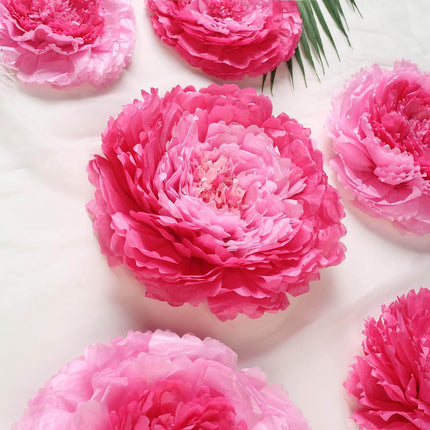 AliKopy Set of 6 Pink Fuchsia Giant 3D Paper Flowers - 12"-20" Wall De