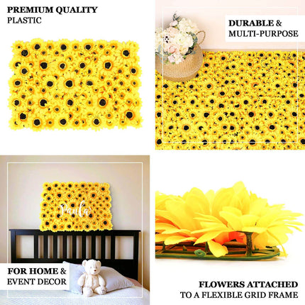 AliKopy 11 Sq Ft UV Protected Artificial Sunflower Wall Mat - 4 Panels
