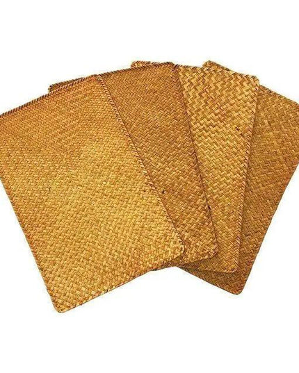 Elegant Handwoven Seagrass Placemats - Set of 4 Durable Rectangular Designs