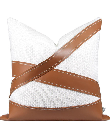 Elegant Moroccan Leather Cushion Cover Set - Artisan Crafted for Luxurious Decor