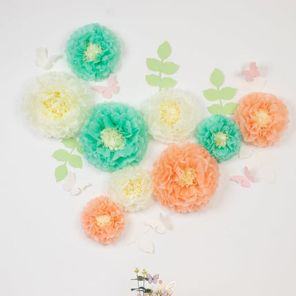 AliKopy 21-Piece Tissue Paper Flower Decor Kit - Cream Peach 3D Design