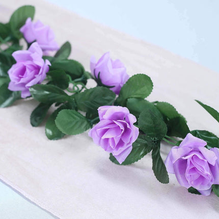 AliKopy 6ft UV Protected Lavender Lilac Silk Rose Garland - Durable De