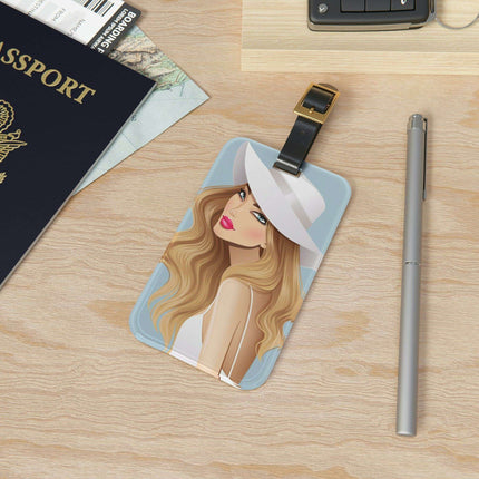 Personalized Peekaboo Acrylic Luggage Tag with Premium Leather Strap