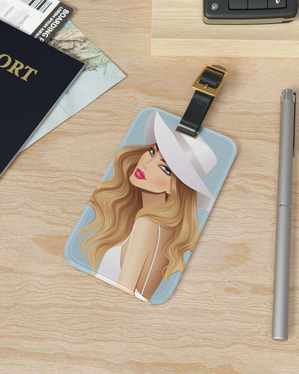 Personalized Peekaboo Acrylic Luggage Tag with Premium Leather Strap