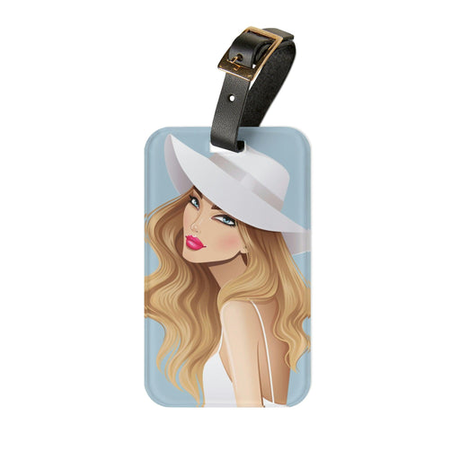 Peekaboo Personalized Shiny Acrylic Bag Tag with Leather Strap