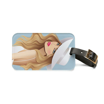 Personalized Peekaboo Acrylic Luggage Tag with Premium Leather Strap