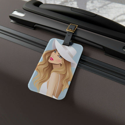 Personalized Peekaboo Acrylic Luggage Tag with Premium Leather Strap