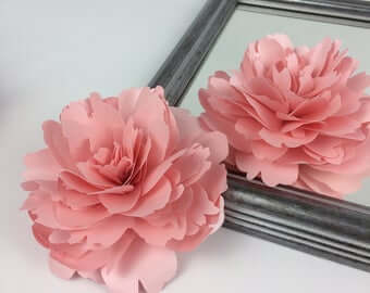 AliKopy Set of 6 3D Periwinkle Turquoise Peony Paper Flowers - 7", 9",