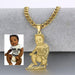 Golden Sentiments: Customized Gold Photo Necklace with Personalized Nameplate